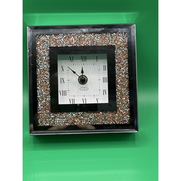 Design Guild Rose Gold Crushed Glitter Mirror Clock – Jay Companies – Tested - Picture 1 of 8
